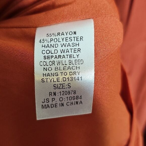 Entro Rust Red Tiered Dress with Colorful Rainbow Embroidered Stripes Small - Picture 9 of 9